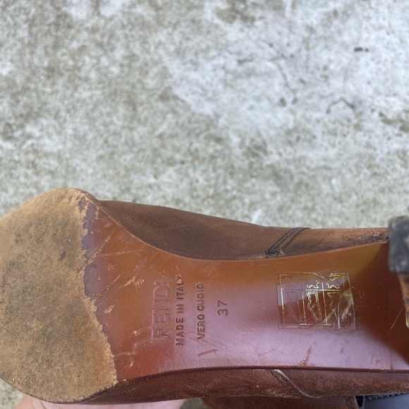 Vintage y2k Fendi bronze knee high strapy boots - Picture 6 of 9